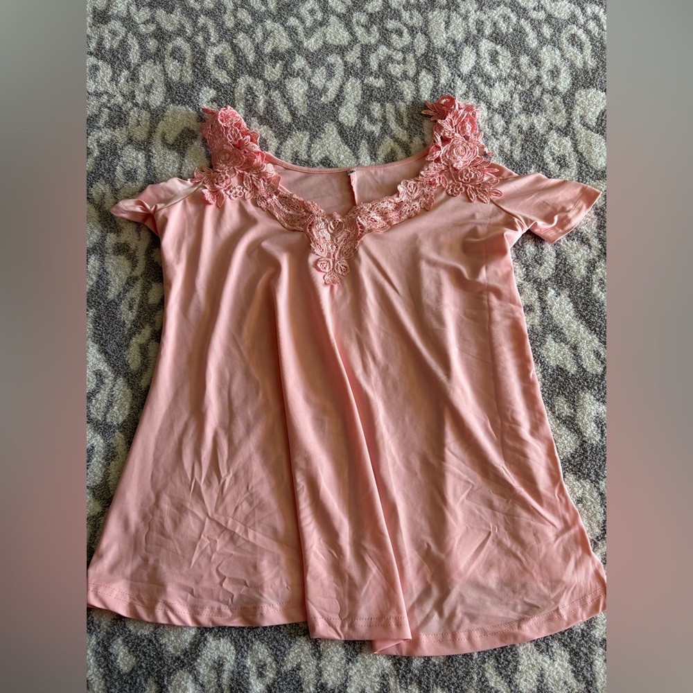 lace trim v neck blouse